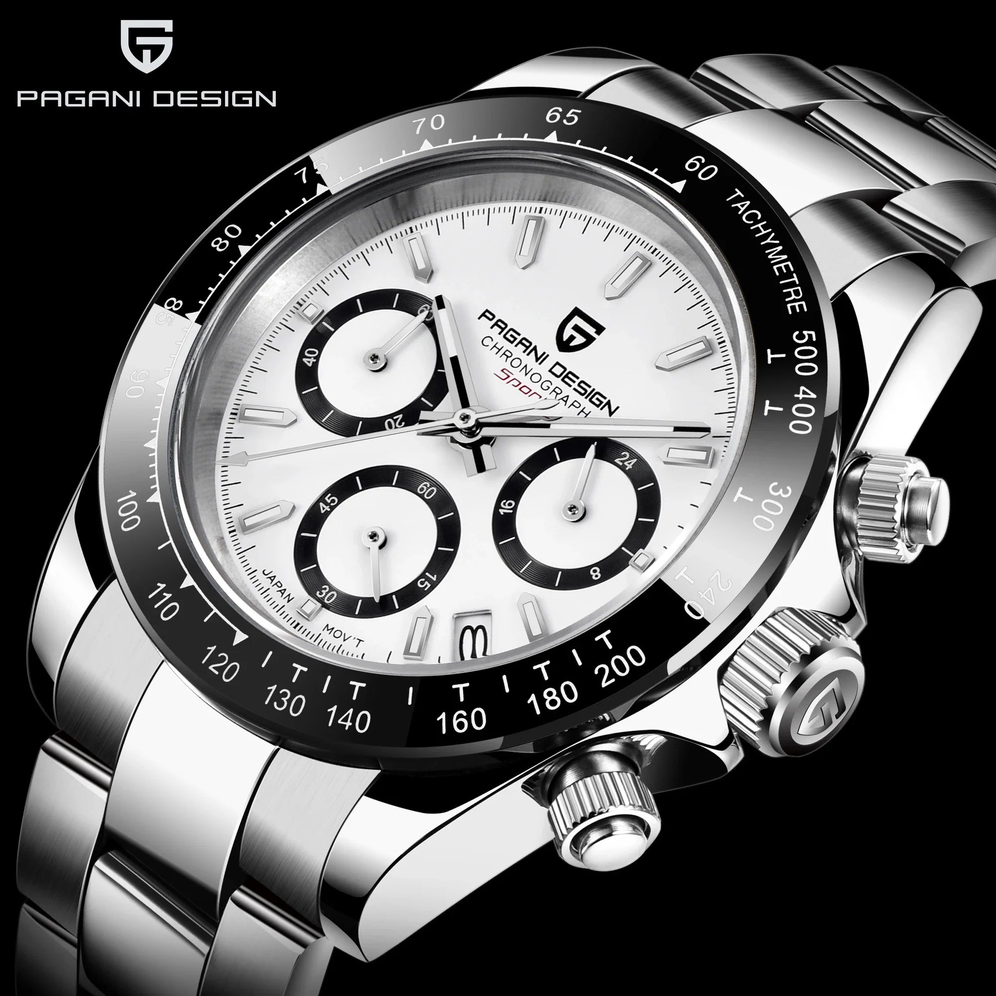 PAGANI DESIGN New Ceramic Bezel Men Quartz Wristwatches Luxurys Sapphire Glass Chronograph 100m Waterproof Stainless Watches Men Vera Lux