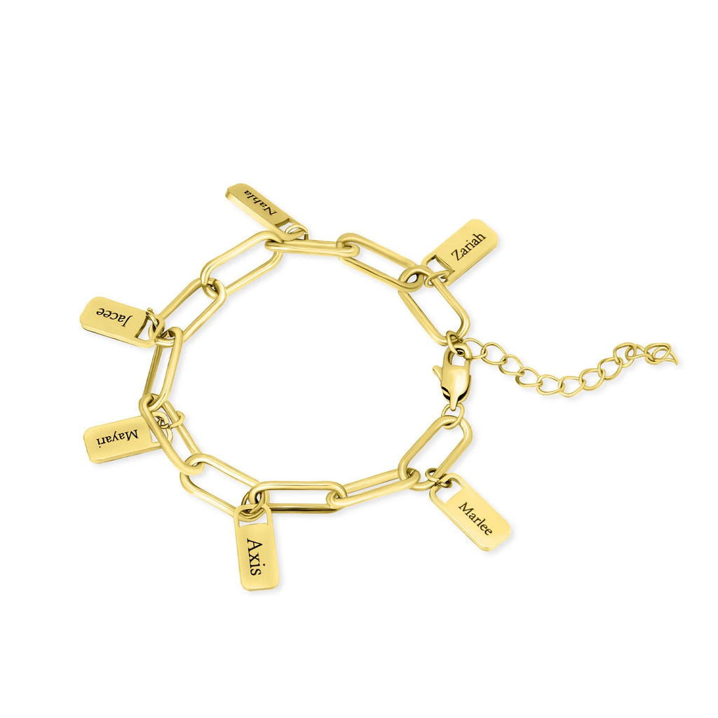 MaiLun Personalized Names Women Bracelet Stainless steel Rectangle Charms Bracelet Jewelry Gift for Mom Mother's Day Gift Vera Lux