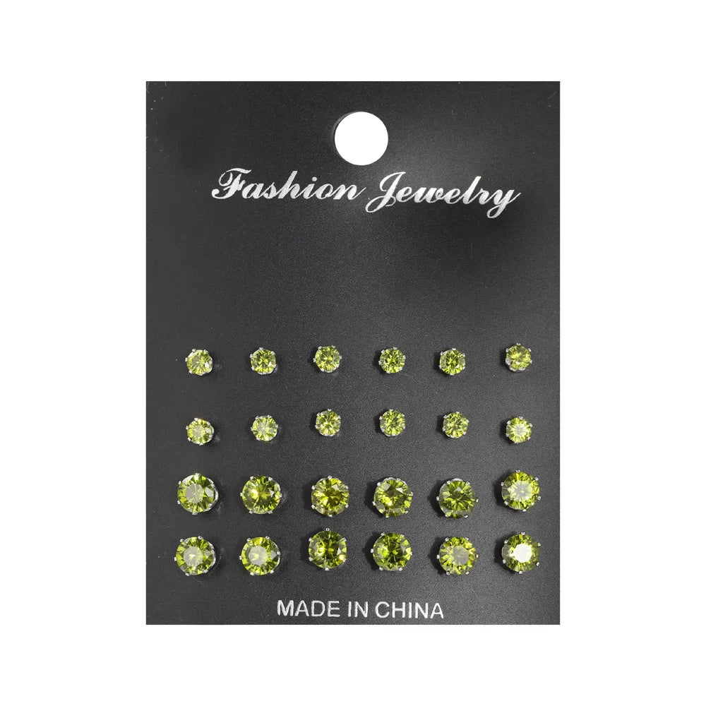 12 Pcs Zircon Earrings Set Briliant Shiny Stud Earrings for Women Simple Pearl Irregular Trendy Jewerly Accessories 2024 New Vera Lux