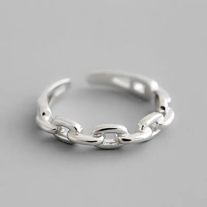 925 Sterling Silver Cuba Chain Opne Rings For Women Engagement Wedding Luxury Fine Jewelry Wholesale Vera Lux