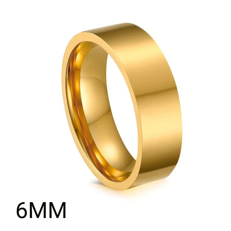 2mm 4mm 6mm 8mm Stainless Steel Wedding Ring for Women Flat Finger Rings Fashion Bijoux Femme Engagement Jewelry Vera Lux