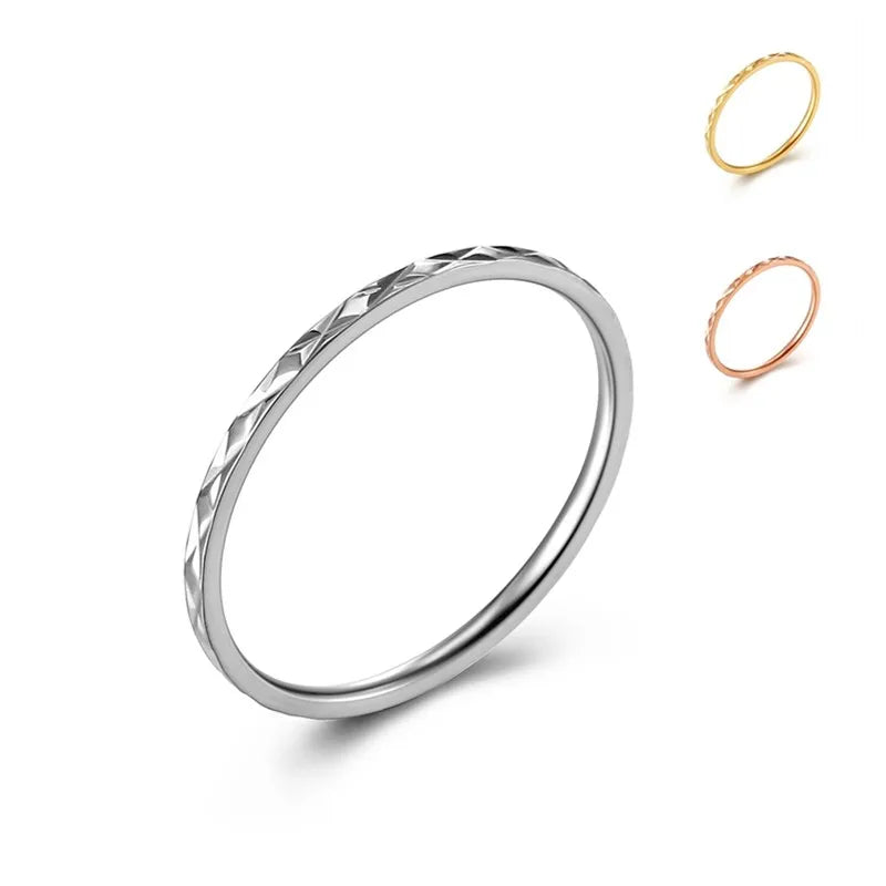 1mm Thin Stackable Ring Stainless Steel Faceted Knuckle Midi Ring for Women Girl Size 3-10 Vera Lux