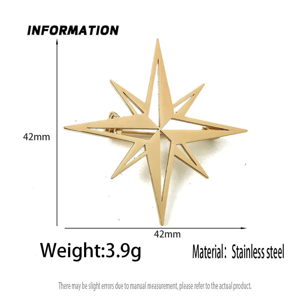 Fashion punk style hollow NATO logo stainless steel gold-plated 18K brooch, black suit accessories, wedding matching set Vera Lux