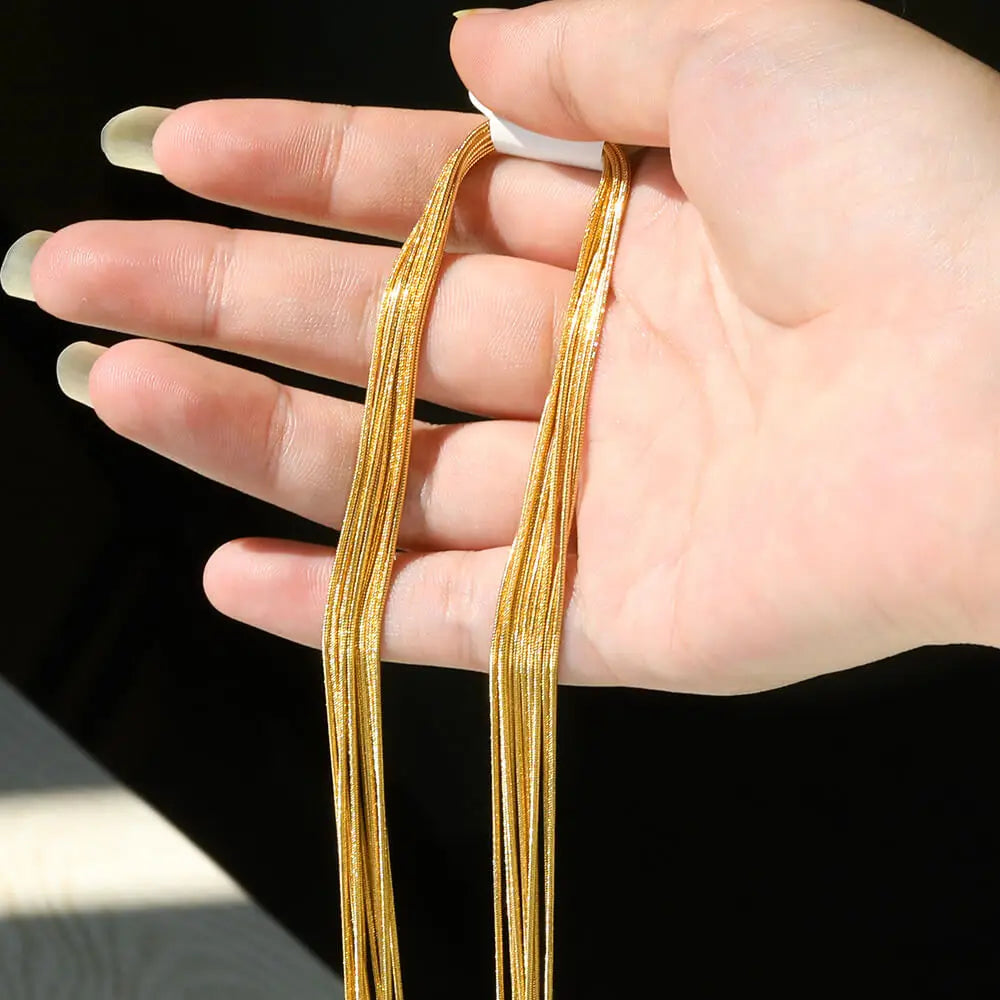 10pcs Punk Stainless Steel Round Snake Necklace for Men Women Water Wave Chain 0.9mm Width Link Chain Choker Tone Metal Neckalce Vera Lux