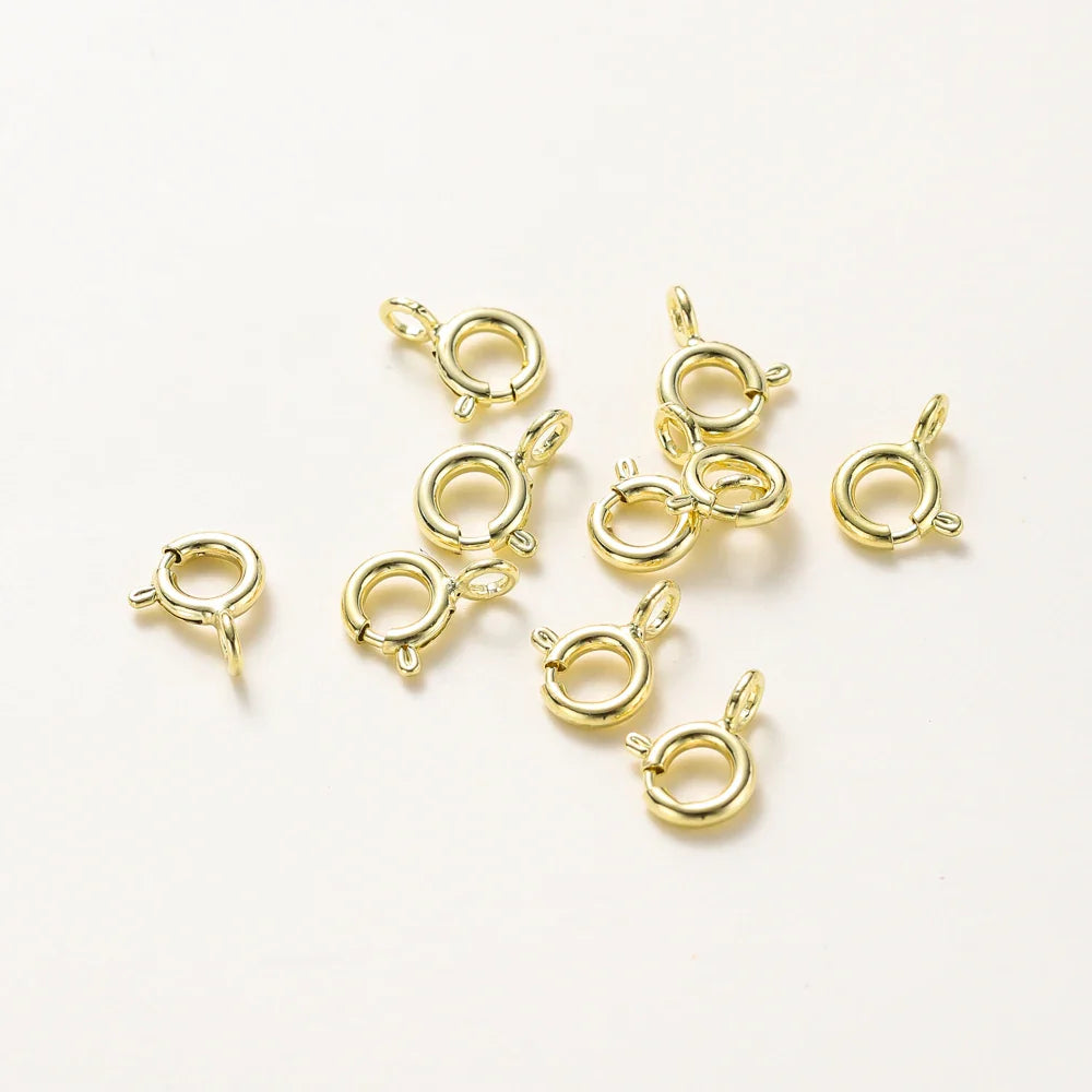 10pcs/ 14K 18K Gold Round Spring Clasp With Jump Ring Open Connect Clasp For DIY Jewelry Necklace Chain Making Accessories Vera Lux