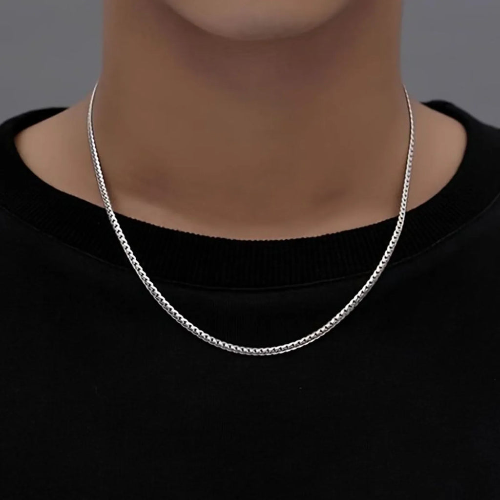 S925Silver Men's and Women's Cuban Chain Necklace 20IN/22IN Slim Style Trendy, Sophisticated Vintage-Inspired Collarbone Layerin Vera Lux