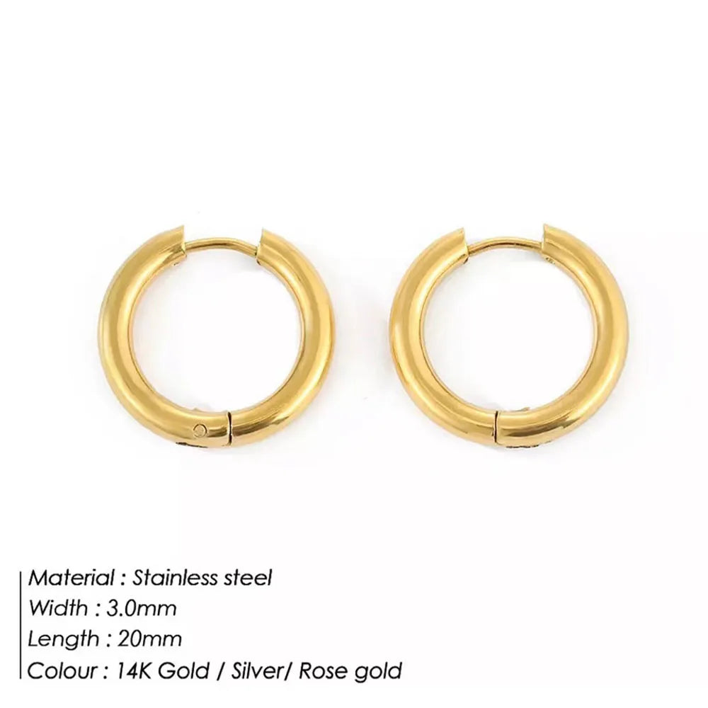 Retro Minimalism Stainless Steel Hoop Earrings for Woman Girls Gold Color Metal Circle Earring Party Gifts Simple Jewelry Vera Lux