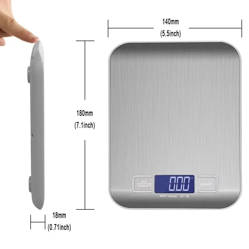 Electronic Digital Kitchen Scale  LED Display 10kg 5kg/1g Stainless Steel Panel Scales Home Jewelry Food Snacks Weighing Tools Whatever the Treasure