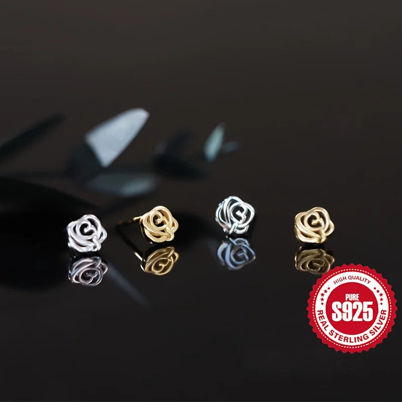 S925 silver rose earrings for women, hypoallergenic, perfect gift for dating, versatile for daily wear Vera Lux
