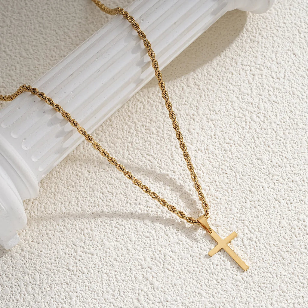 New Stainless Steel Cross Pendant Necklace for Men Women Minimalist Gold Color Jewelry Male Female Necklaces Chokers Gifts 2024 Vera Lux