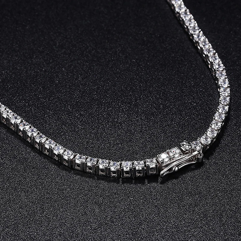 NeeTim 2.5mm Full Moissanite Tennis Necklace 925 Sterling Silver with Gold Plated Necklaces Neck Chain Fine Jewelry for Women Vera Lux