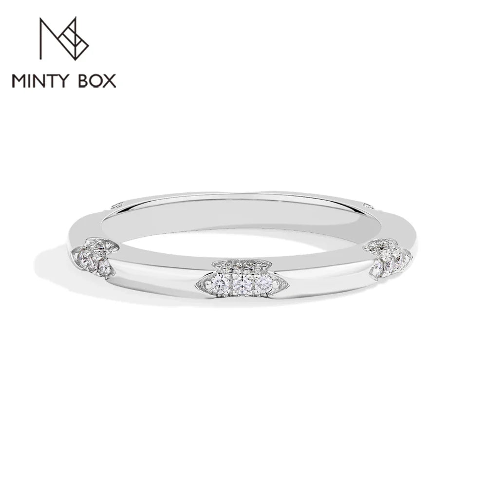 MINTYBOX S925 Silver Moissanite Wedding Band Ring for Women Lab Diamond Engagement Rings 18K Gold Plated Jewelry Vera Lux