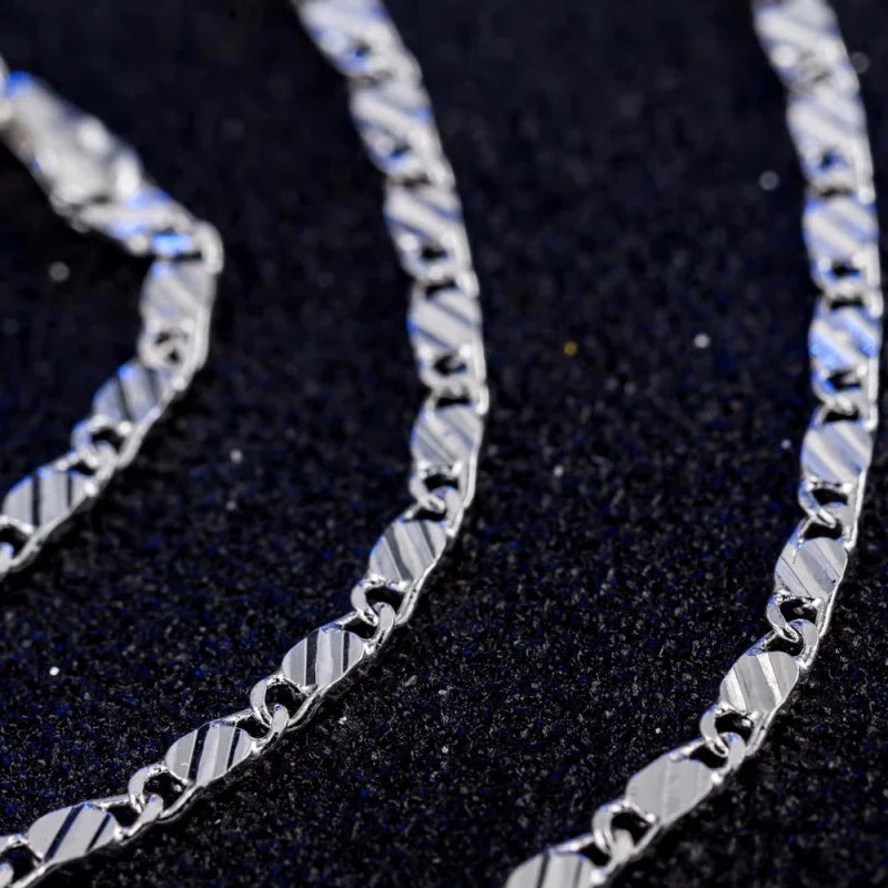 New Luxury 925 Sterling Silver Special 2MM Flat Clavicle Chains Necklaces for Men Women Wedding Jewelry Christmas Gifts 40-75cm Vera Lux