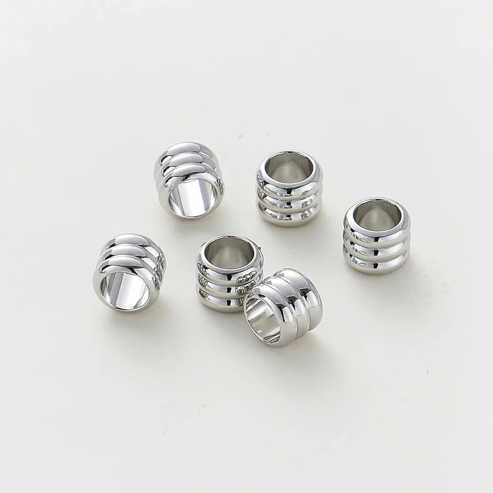 20 30 50pcs/lot 14K 18K Gold Plated Cylinder Charm Metal Beads Loose Spacer Beads For Bracelet DIY Jewelry Making Accessories Vera Lux