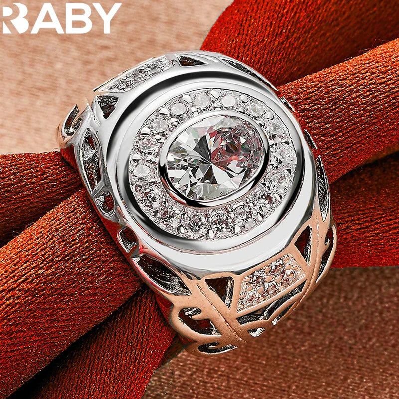 925 Sterling Silver 6-10 Size Rings For Women Man Round Large Zircon Ring Fashion Wedding Engagement Charms Party Fine Jewelry Vera Lux