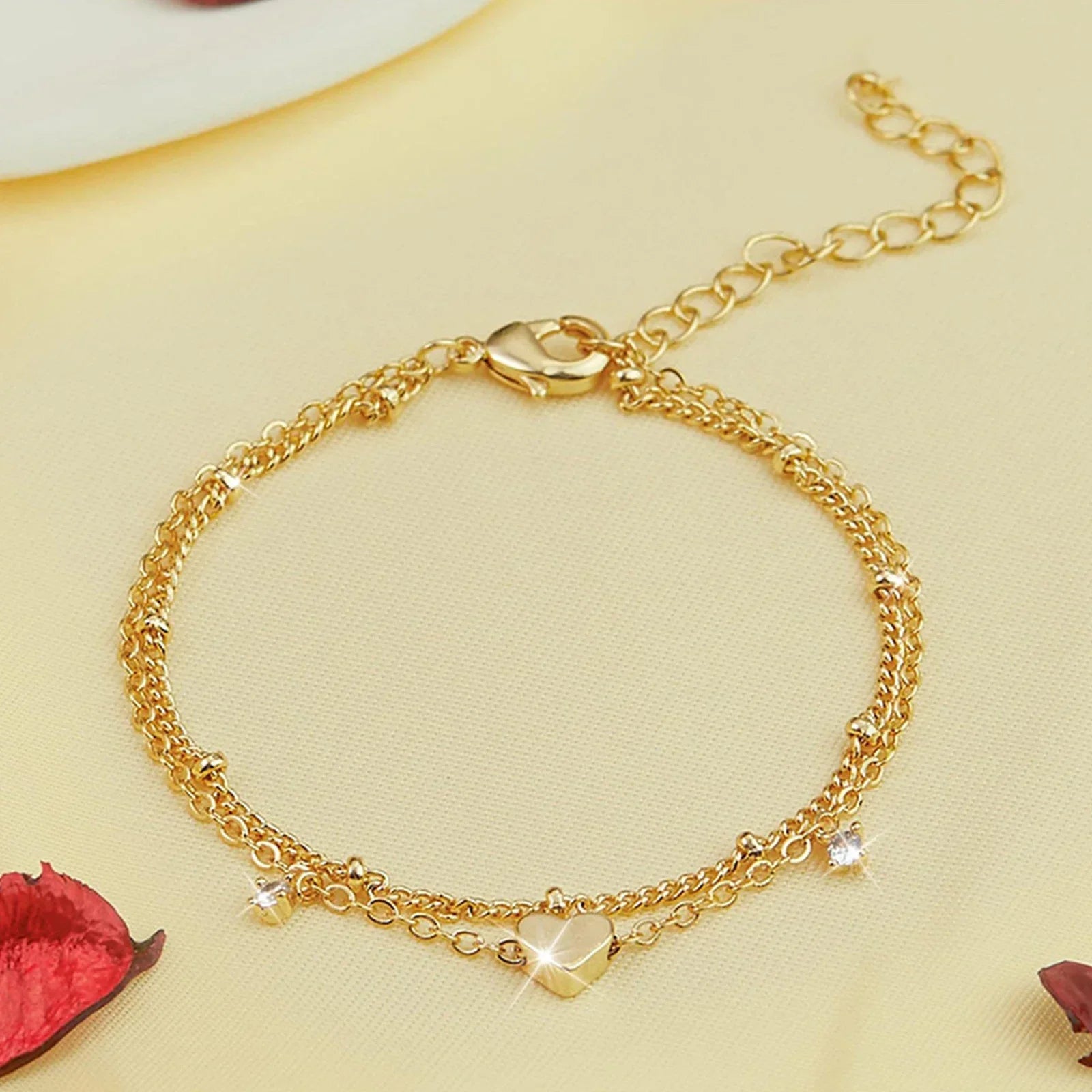 925 Sliver Plated CZ Anklet Bracelets for Women Girl Trendy New Waterproof Heart Charm Dainty Layer Chain Anklets Jewelry Gifts Vera Lux