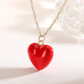 NEWBUY 2025 New Arrival Red Oil Dripping 4 Style Heart Pendant Necklaces For Women Daily Accessories Vera Lux