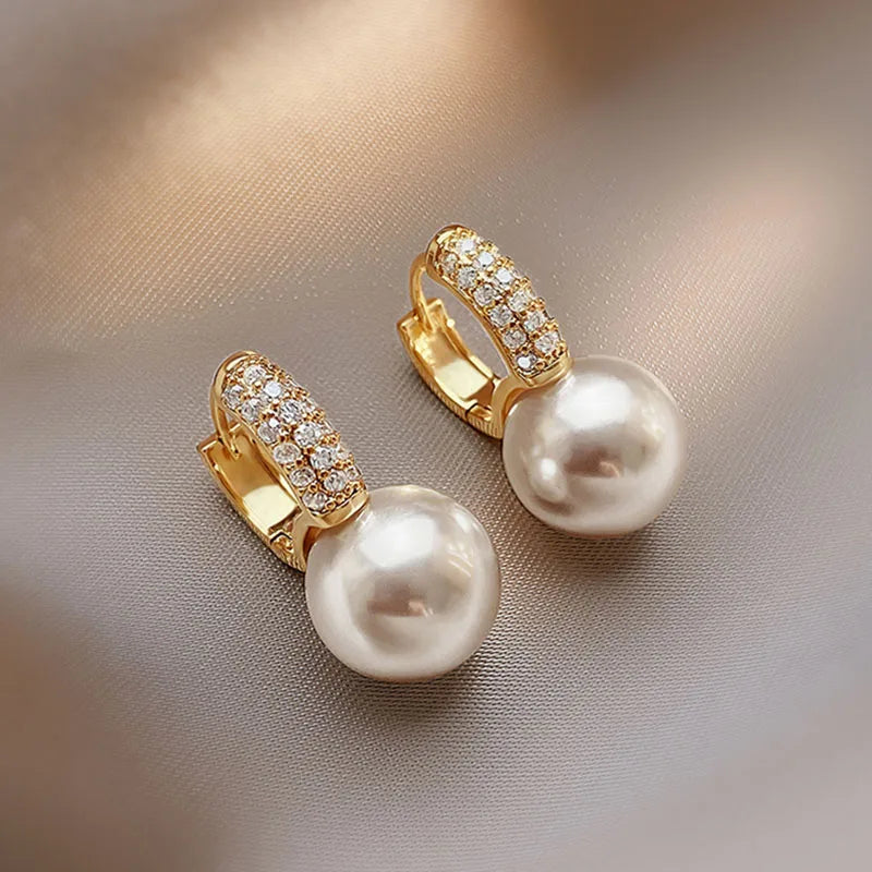 2024 Korean New Simple Temperament Circle Pearl Earrings Fashion Small Versatile Earrings Women's Jewelry Vera Lux