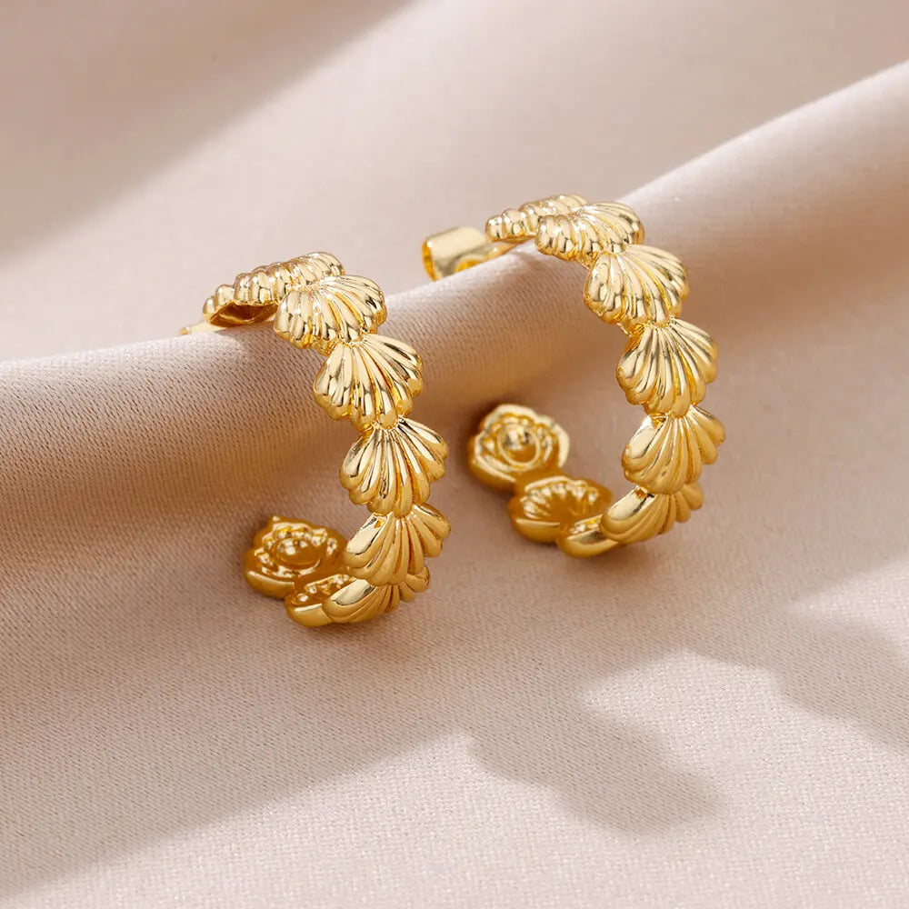 C-shaped Shell Stainless Steel Earrings For Women Korean Style Gold Plated Piercing Earring Luxury Quality Jewelry Birthday Gift Vera Lux