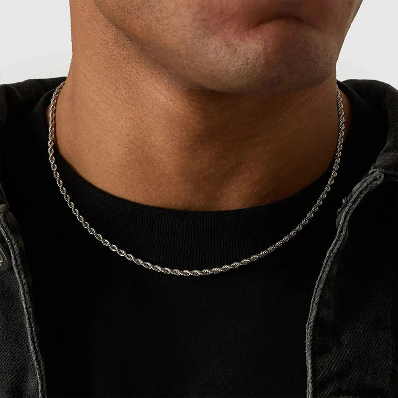 Waterproof Classic 18K Gold Plated Stainless Steel 3mm Rope Chain For Men Women Jewelry Accessories Vera Lux