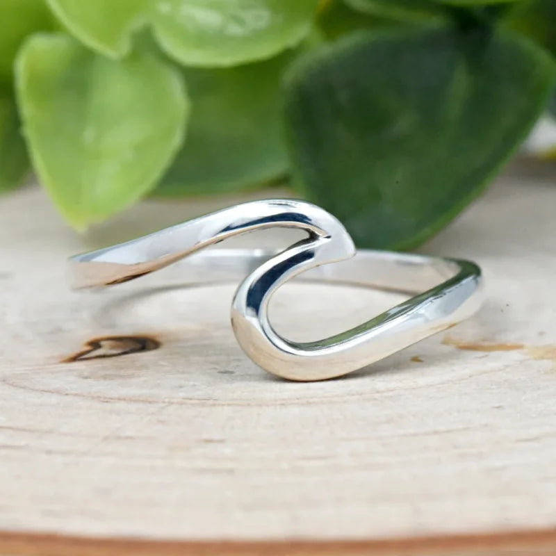 Fashion Simple Boho Jewelry Wave Stainless Steel Ring Women Bohemian Trending Products Women's Stainless Steel Jewelry Vera Lux