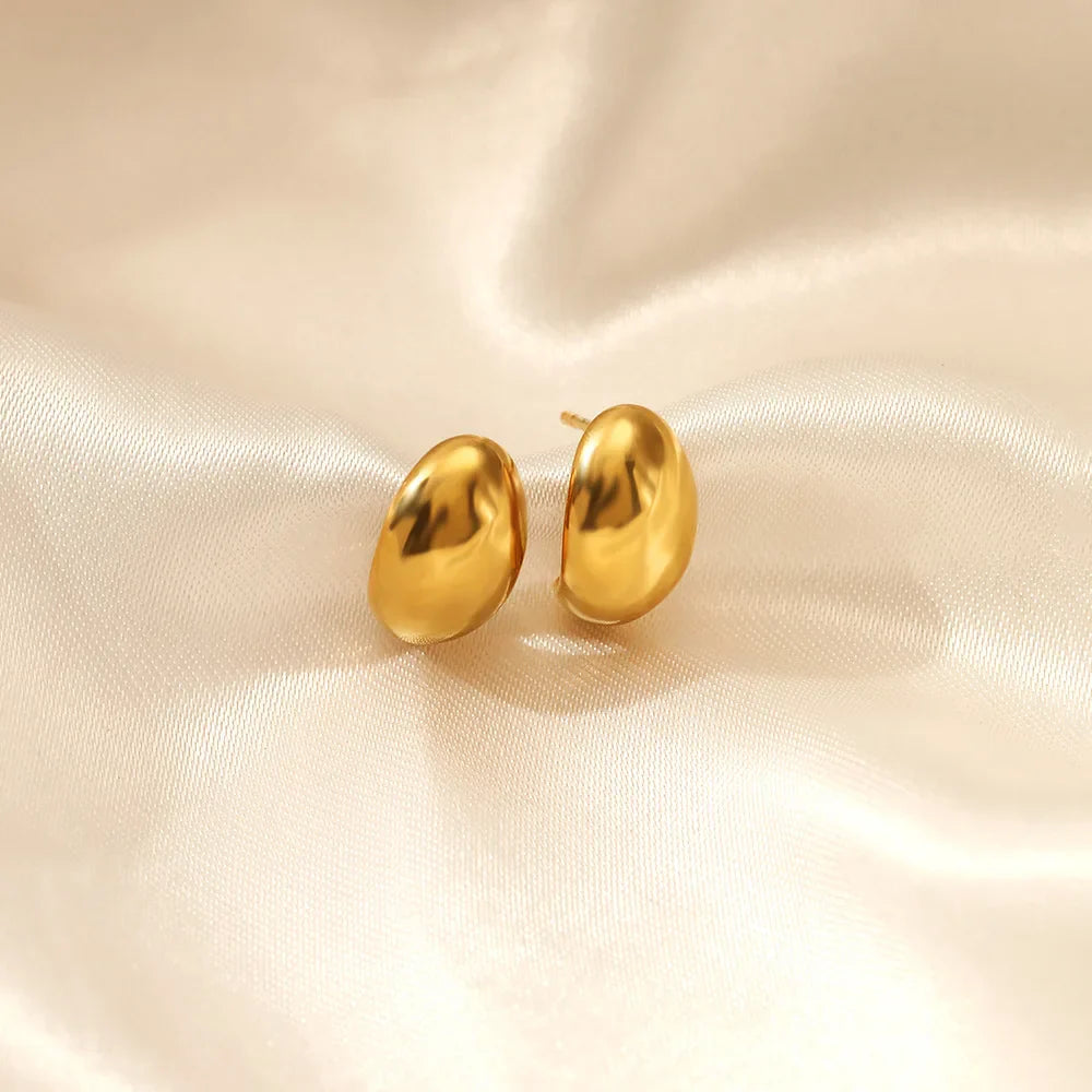 SUNIBI Stainless Steel Stud Earring for Women Gold Color Silver Color Simple Earrings Wives Smooth Thick Hoop Fashion Jewelry Vera Lux