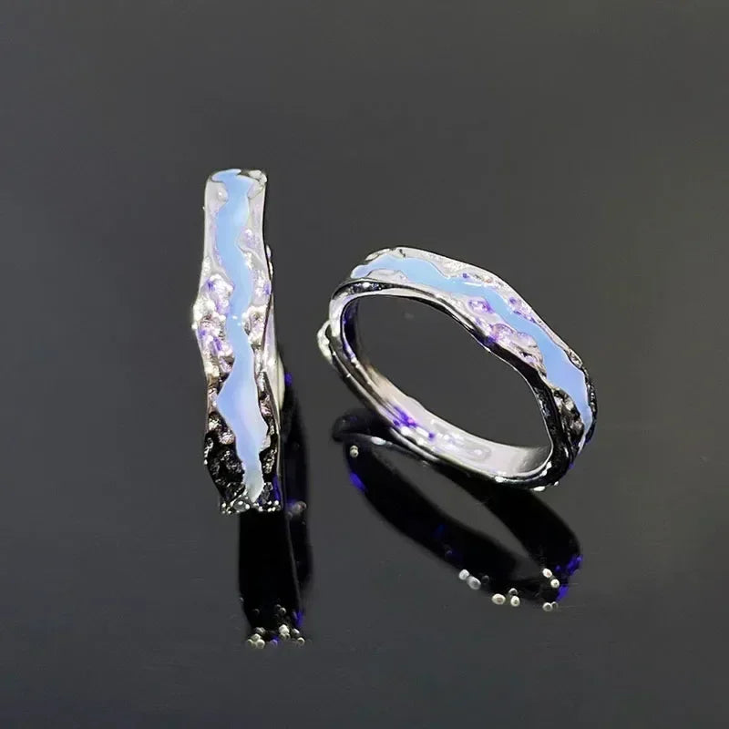New Enamel Luminous Adjustable Finger Ring Vintage Luxury Love Couples Rings Glow In Dark Y2K Jewelry Valentine's Day Gifts Femstylo