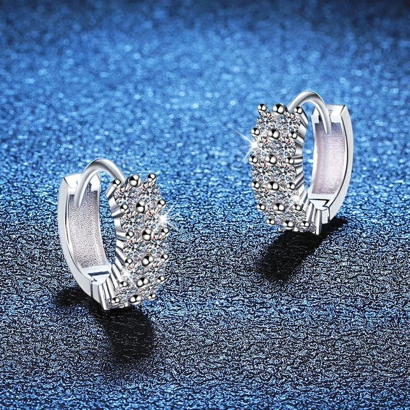 NeeTim 2mm Full Moissanite Earrings Women Luxury Quality Party S925 Sterling Silver with White Gold Plated Hoop Wedding Earring Vera Lux