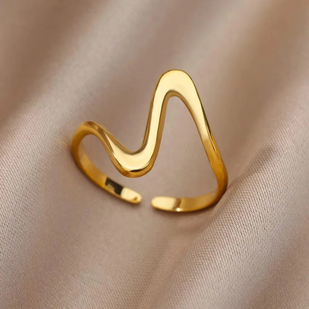 Fashion Oval Rings For Women Gold Color Stainless Steel Geometric Openning Ring Wedding Statement Jewelry 2024 Trend Gift BFF Vera Lux