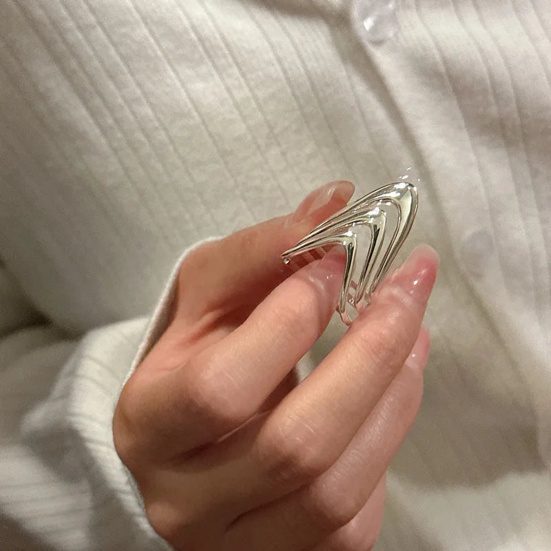 925 Sterling Silver Three Layers Dresses Simple Rings For Women Couple Luxury Quality Jewelry Beautiful Accessories Money 925 Vera Lux