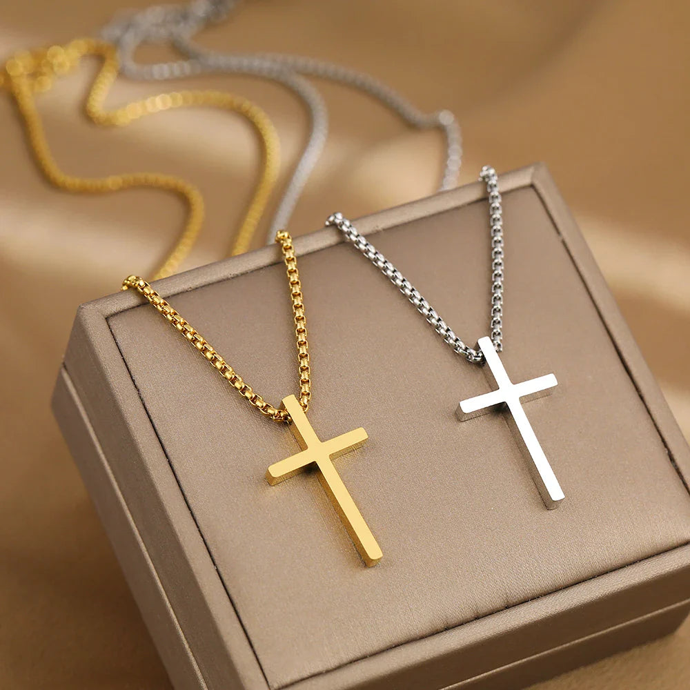 Cross Necklaces Streetwear Grunge Y2K Pendants Male Chains Christian Choker Fashion Stainless Steel Necklace For Women Jewelry Vera Lux