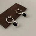 925 Sterling Silver Vintage Gold Round Earrings For Women Black Ball Earring Jewelry Prevent Allergy Party Accessories Gift Vera Lux