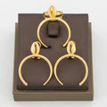 Gold Plated Earrings and Ring Jewelry Set for Ladies Exquisite Hook Earring Finger Ring Daily Wear for Party Anniversary Gifts Vera Lux