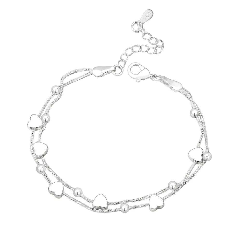 925 Sterling Silver Bracelets Woman Heart Ball Chain Charm Bracelet Couple Designer Jewelry Accessories Wholesale Jewellery Vera Lux