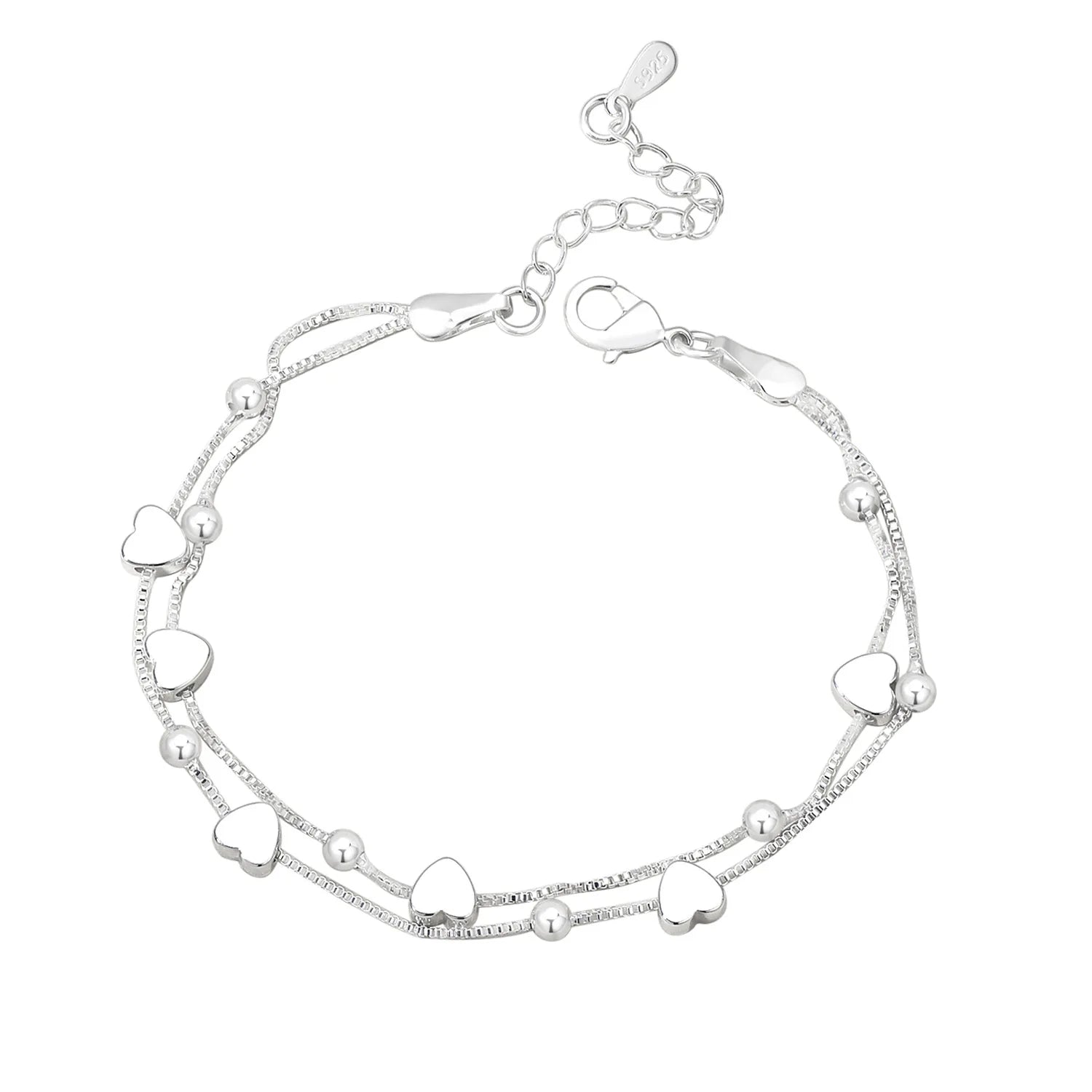 925 Sterling Silver Bracelets Woman Heart Ball Chain Charm Bracelet Couple Designer Jewelry Accessories Wholesale Jewellery Vera Lux