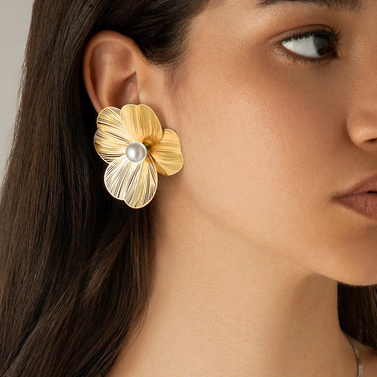 Ingemark Punk Vintage Metal Petal Flower Stud Earrings Women Girls Trend 2024 Goth Geometric Piercing Earring Jewelry Steampunk Vera Lux