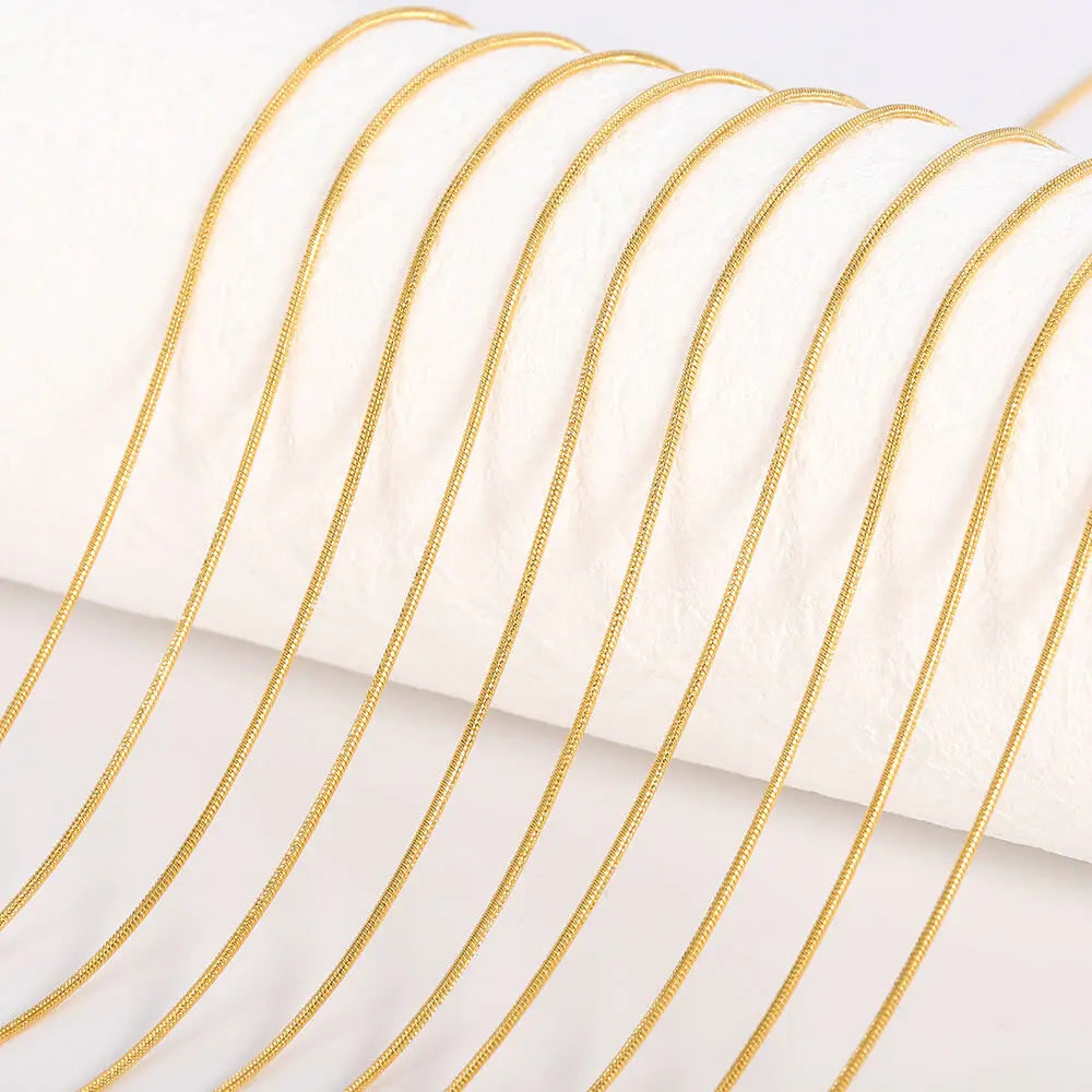 10pcs Punk Stainless Steel Round Snake Necklace for Men Women Water Wave Chain 0.9mm Width Link Chain Choker Tone Metal Neckalce Vera Lux