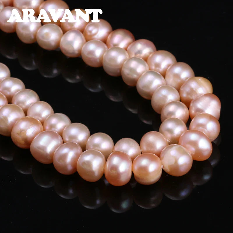 Aravant 925 Silver 8MM Freshwater Pearl Necklace Chain For Women Fashion Jewelry Vera Lux
