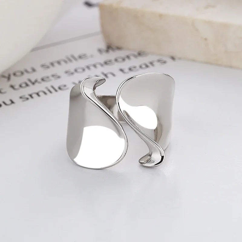 925 Sterling Silver Rings for Women Couple Minimalist Handmade Simple Big Open Ring Party Prevent Allergy Jewelry Holiday Gifts Vera Lux