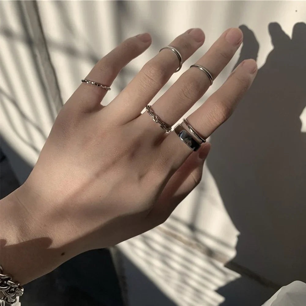 The Tide Cool Ring Set Female Korean Ring Ring Net Red Jewelry Not Fade Color Ring Cold Wind Hip Hop Index Finger Ring Vera Lux