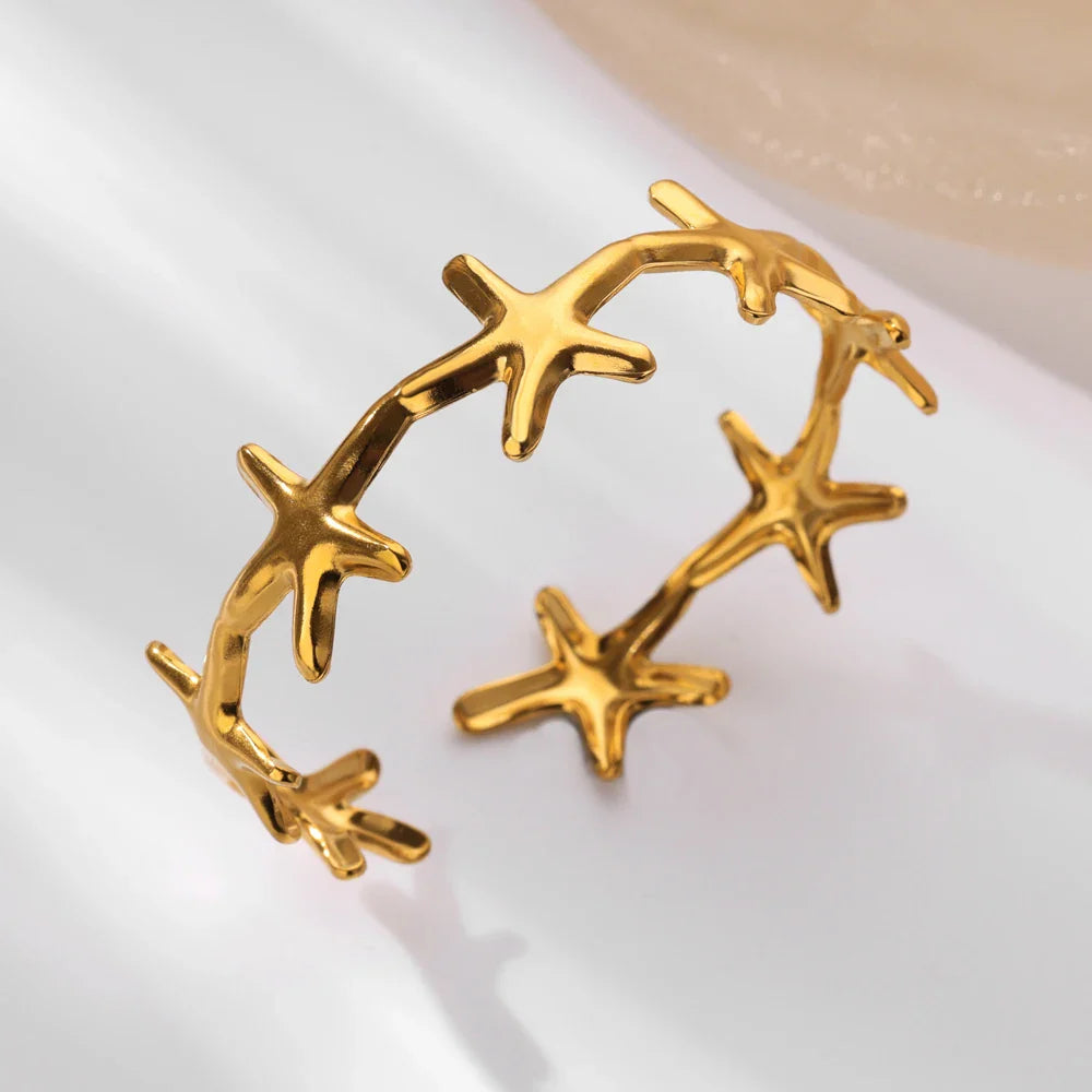 Minimalist Starfish Bangles For Women Lucky Stainless Steel Cuff Bracelets 2024 Trend Female Charm Jewelry Wrist Accessories BFF Vera Lux
