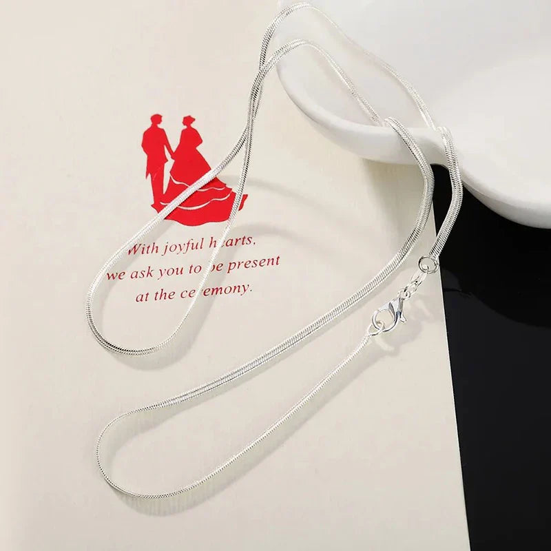 16-30inches 925 Sterling Silver Necklace 2MM Charms Wedding Party Flat Snake Chain Cute for Women Men Fashion Fit Pendant Vera Lux