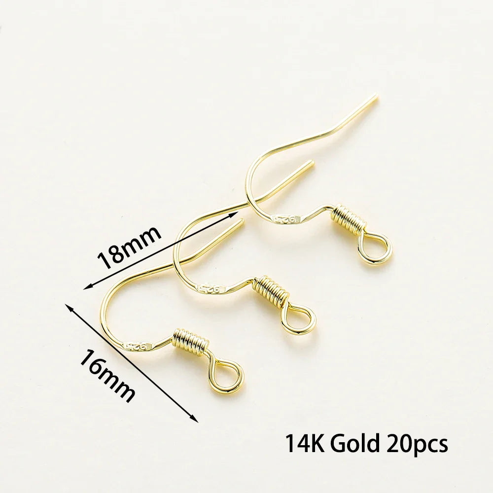 20pcs/lot 6 Styles 14K 18K Gold Plated Earring Wires With Ear Hook Earrings Clasp Findings Supplies For  DIY Jewelry Making Vera Lux