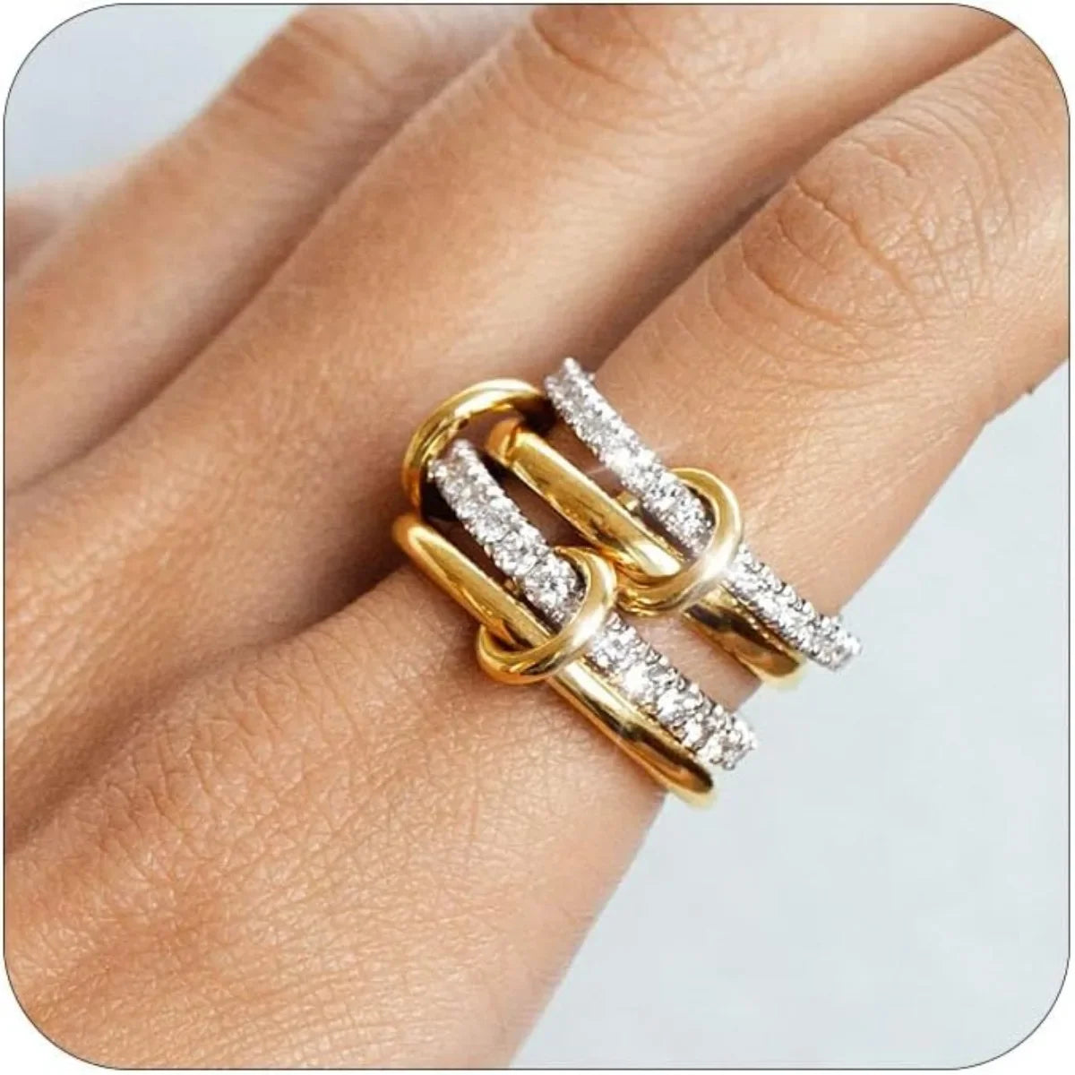 A Niche Two-Color Four-Ring Copper Jewelry Ring, Hypoallergenic, Ins Style, Stacking Artifact, Suitable For Young Women Vera Lux