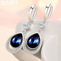 925 Sterling Silver Jewelry Oval Gemstones Water Drop Shaped Earrings for Women Emerald Sapphire Zircon Engagement Ear Drops Vera Lux
