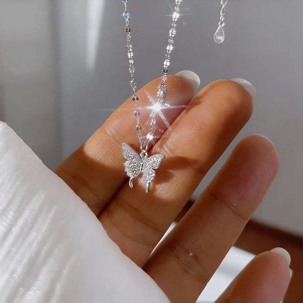 925Silver Butterfly necklace for women in summer, niche, versatile, exquisite, luxurious, high-end, collarbone chain Vera Lux