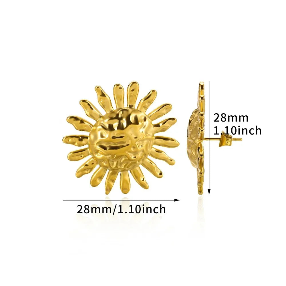Vintage Stainless Steel Sun Earrings For Women Bohemian Sun Shine Earrings Irregular Fan Shaped Earrings Jewelry Party Gifts Vera Lux