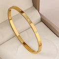 1pc 18K Gold Plated Stainless Steel Stackable Bracelet With Chain And Clover Design, Fashion Style For Women, Suitable For Casua Vera Lux
