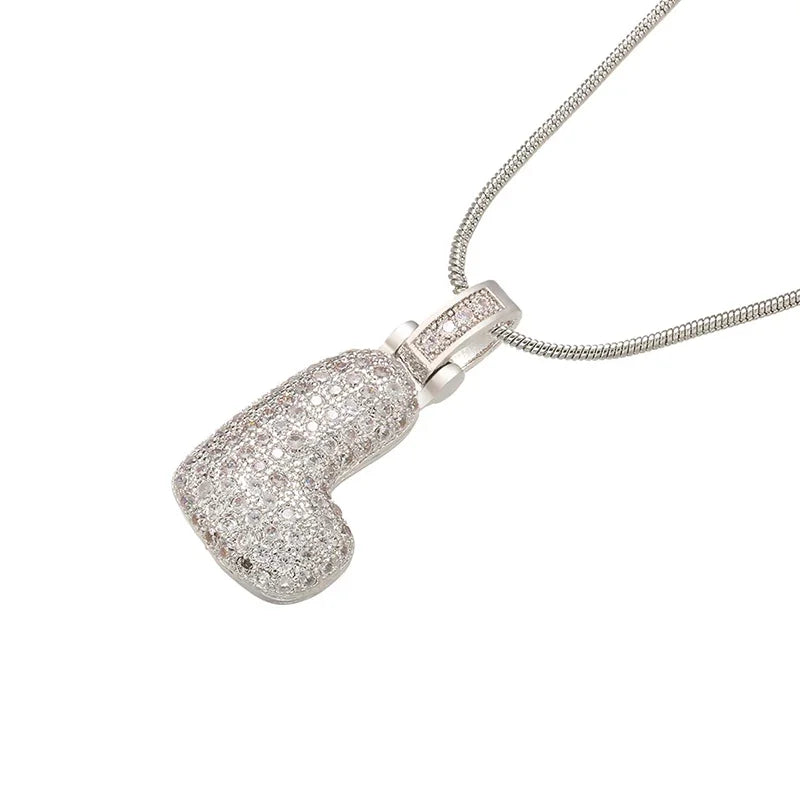 ZHUKOU Silver color Bubble initial letters necklaces 26 letters pendants necklaces for women Brass CZ Jewelry wholesale VL34 Vera Lux