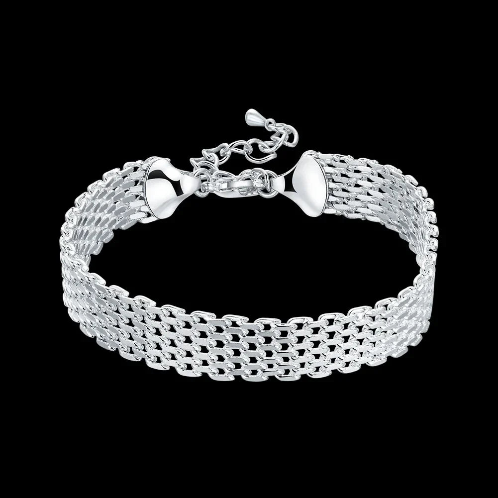 Hot new 925 sterling silver Bracelets for women Exquisite fashion weaving chain  Wedding party Christmas gifts Jewelry Vera Lux